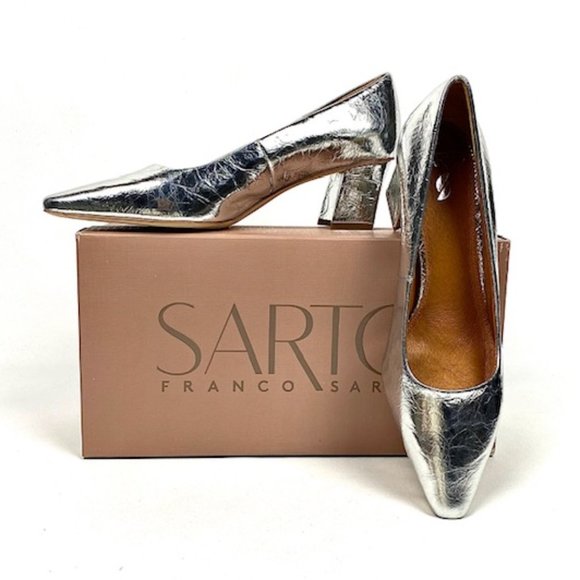 New Sarto by Franco Sarto Regal Silver Leather Pump 8.5 - Picture 10 of 13
